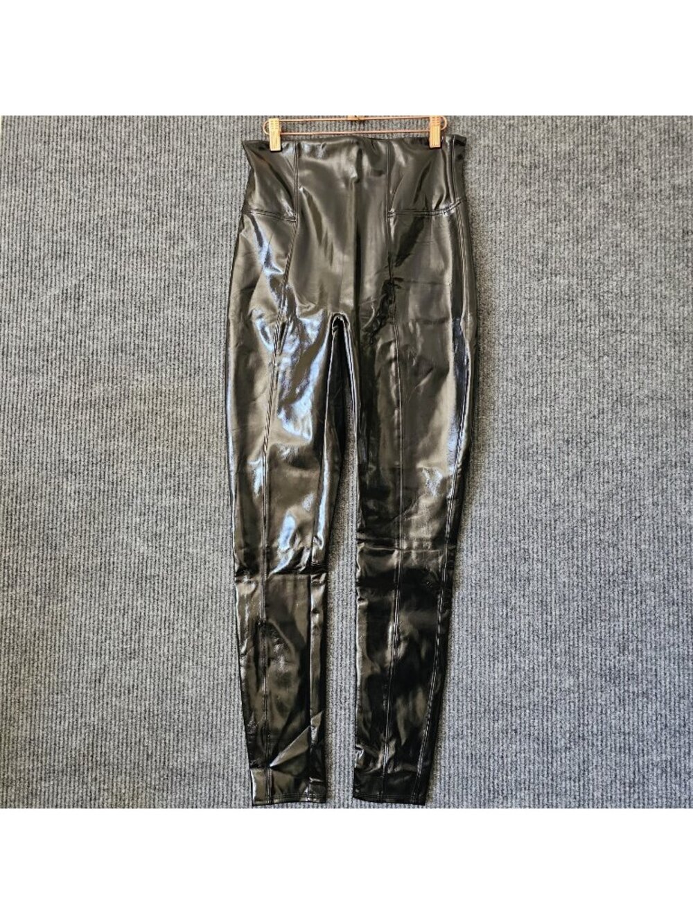 SPANX Skinny High Rise Faux leather Leggings Black pants sz L Large 20301T